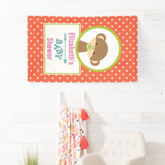 Bruine Baby-aap met Pacifier-Baby shower Spandoek (Insitu)