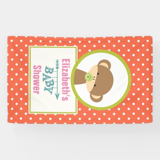 Bruine Baby-aap met Pacifier-Baby shower Spandoek (Horizontaal)