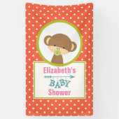 Bruine Baby-aap met Pacifier-Baby shower Spandoek (Verticaal)