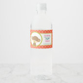 Bruine Baby-aap met Pacifier-Baby shower Waterfles Etiket (Voorkant)
