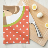 Bruine Baby aap met Pacifier op Polka Dots Theedoek (Quarter Fold)