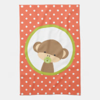 Bruine Baby aap met Pacifier op Polka Dots