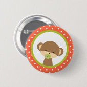 Bruine Baby-aap met Pacifier Ronde Button 5,7 Cm (Voorkant /achterkant)
