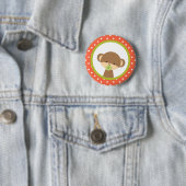 Bruine Baby-aap met Pacifier Ronde Button 5,7 Cm (In situ)