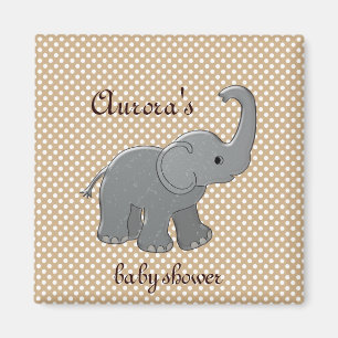 bruine baby shower olifant magneet