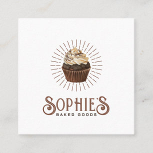 Bruine bakkerij Cupcake Logo  Typografie Vierkante Visitekaartje