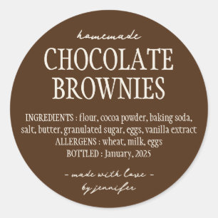 Bruine Bakkerij Voedsel Cottage Wet Ingrediënten Ronde Sticker