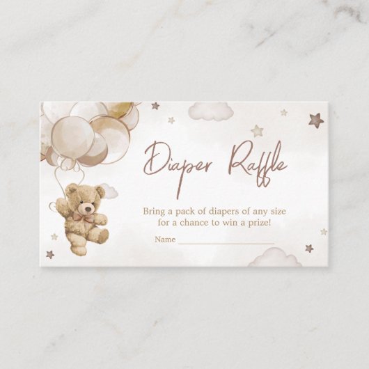 Bruine ballon Beer Baby shower luier Raffle Informatiekaartje (Voorkant)