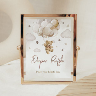 Bruine ballon Beer Baby shower luier Raffle Poster