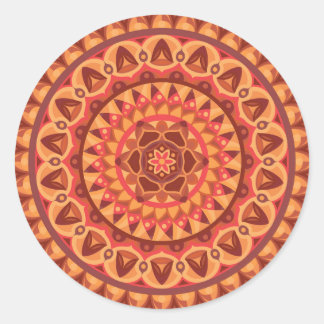 Bruine basis Mandala Ronde Sticker