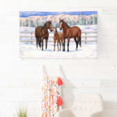 Bruine Bay Quarter Paarden in sneeuw Spandoek (Insitu)