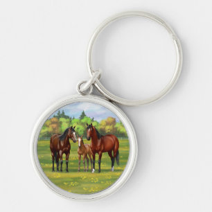 Bruine bazardpaarden in zomerperiode sleutelhanger