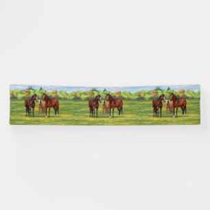 Bruine bazardpaarden in zomerperiode spandoek
