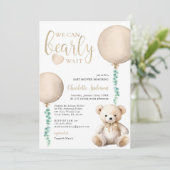 Bruine Beer Baby Shower Uitnodiging (Staand voorkant)