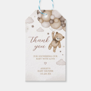 Bruine Beer Ballon Baby Shower Favor Tags Cadeaulabel