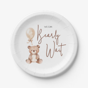 Bruine Beer Ballon Baby Shower Papieren Bordje