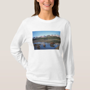Bruine beer, grizzlybeer, zeug en welpen in t-shirt
