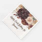 Bruine Beige Bloemen Bloemige Feestservetten Servet (Hoek)