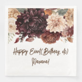 Bruine Beige Bloemen Bloemige Feestservetten Servet (Voorkant)
