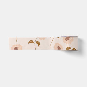 Bruine Beige Retro Y2K Hippie Zonnebloem Patroon Lint