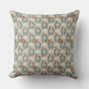 BRUINE BEIGE TEAL GROENE GEOMETRISCHE VORMEN KUSSEN