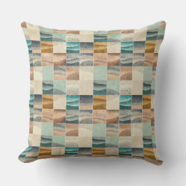 BRUINE BEIGE TEAL GROENE GEOMETRISCHE VORMEN KUSSEN