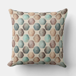 BRUINE BEIGE TEAL GROENE GEOMETRISCHE VORMEN KUSSEN