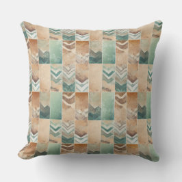 BRUINE BEIGE TEAL GROENE GEOMETRISCHE VORMEN KUSSEN