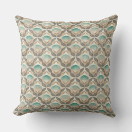 BRUINE BEIGE TEAL GROENE GEOMETRISCHE VORMEN KUSSEN