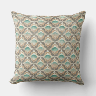 BRUINE BEIGE TEAL GROENE GEOMETRISCHE VORMEN KUSSEN