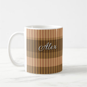 Bruine beige tinten gestreepte verticale patroon koffiemok