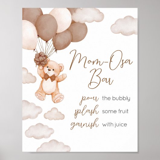 Bruine Beren ballon Bearly Wait Mom Osa Bar Poster (Voorkant)