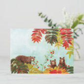 Bruine beren eten rode lijsterbesbessen kaart (Staand voorkant)