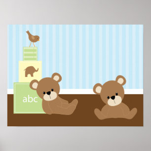 Bruine beren kinderkamer muurdecoratie poster