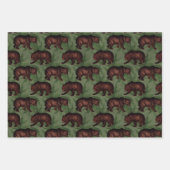  bruine Beren over groene Inpakpapier Vel (Voorkant 3)