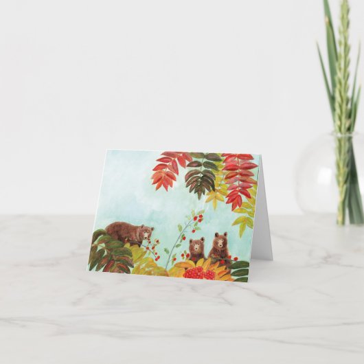 Bruine Beren Rood rowanenbessen Kaart (Voorkant)