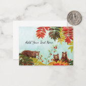 Bruine Beren Rood rowanenbessen Notitiekaartje (Voorkant / Achterkant in situ)