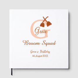 Bruine bezem Squad Verjaardag naam perzik monogram Gastenboek
