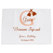 Bruine bezem Squad Verjaardag naam perzik monogram Groot Cadeauzakje (Voorkant)