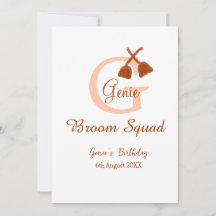 Bruine bezem Squad Verjaardag naam perzik monogram