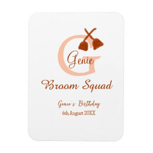 Bruine bezem Squad Verjaardag naam perzik monogram Magneet