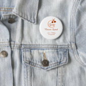 Bruine bezem Squad Verjaardag naam perzik monogram Ronde Button 5,7 Cm (In situ)