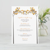 Bruine bladeren geknoopt liefde bomen herfst bruil menu (Staand voorkant)