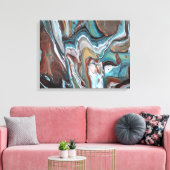 Bruine Blauwe Geode Gestreepte Moderne Wervelingen Canvas Afdruk (Insitu (Woonkamer))
