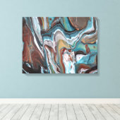 Bruine Blauwe Geode Gestreepte Moderne Wervelingen Canvas Afdruk (Insitu (Houten vloer))