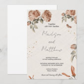 Bruine Bloem Bruilofts Uitnodigingen (Voorkant / Achterkant)
