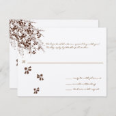 Bruine bloem Huwelijksreactiekaart RSVP Kaartje (Voorkant / Achterkant)