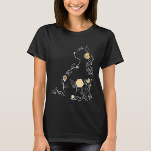 Bruine Bloem Kat Bruin Grafisch T-shirt