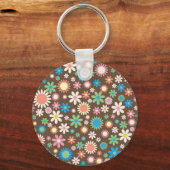  bruine bloem-retro-lentesbloemen sleutelhanger (Voorkant)