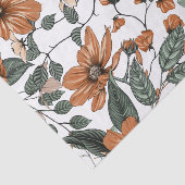 Bruine bloemen en groene bladeren tissuepapier (Detail)